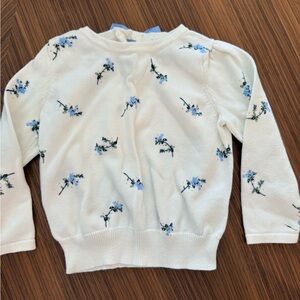 Janie and Jack White Sweater with Blue Floral Design